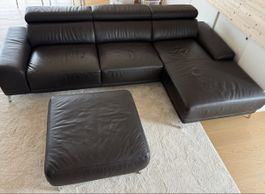 Elegante Ledercouch mit Hocker - Top Zustand! Sofort!