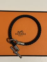 Hermes Armband Leder Schwarz Silber