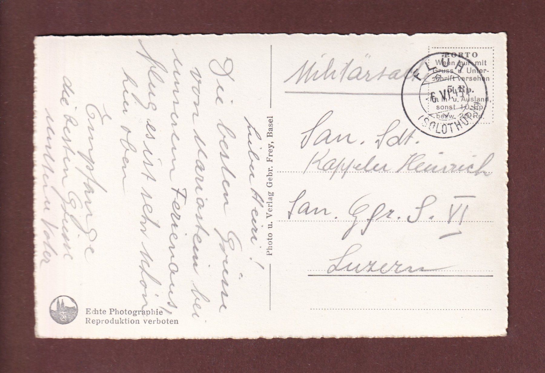 Cartoline postali: MARIASTEIN - 1943 – Usato da Pully venduto da nicecards-shop 1