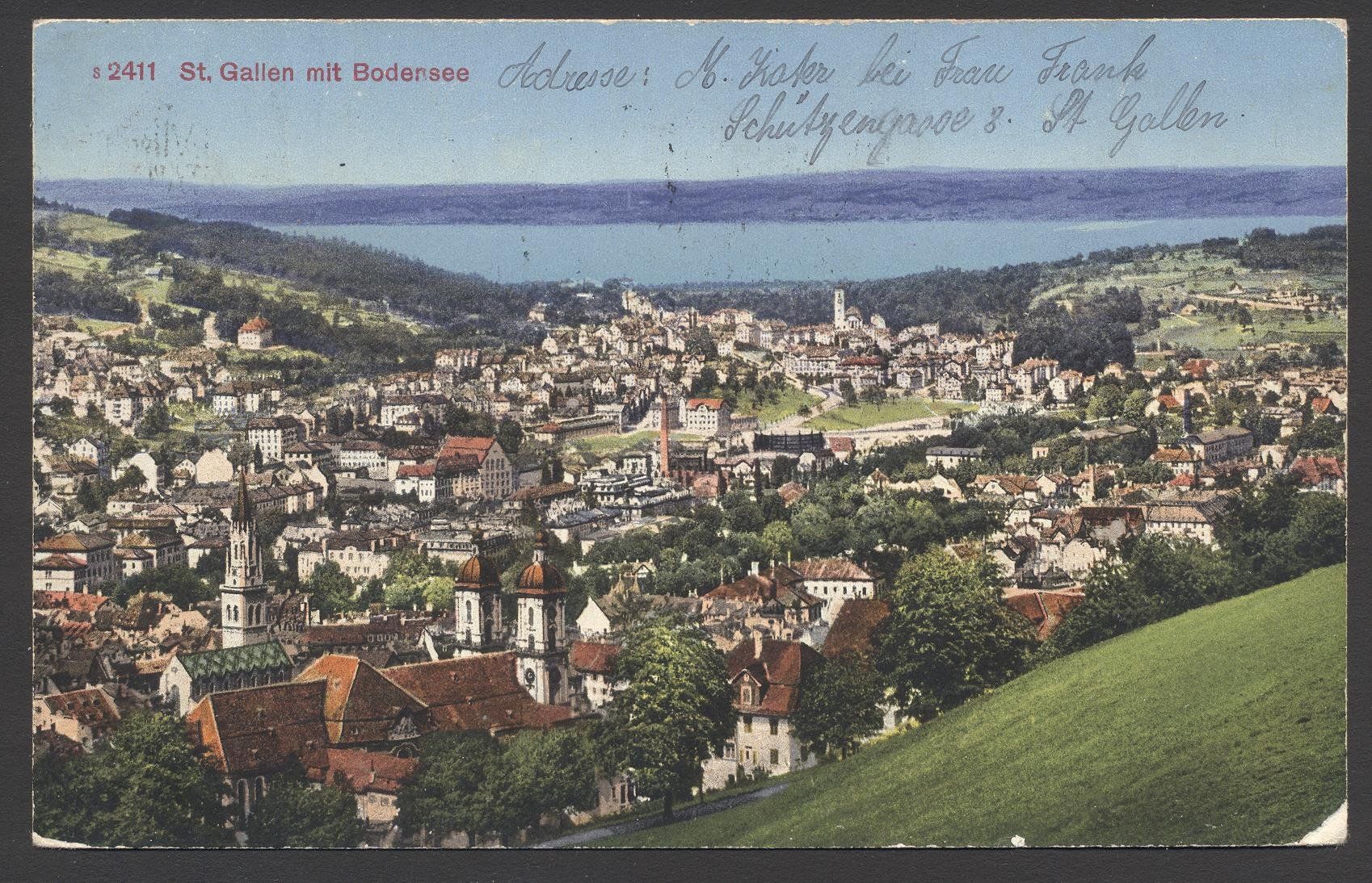 Cartoline postali: PK St. Gallen mit Bodensee – Usato da Siebnen venduto da Fstaehli