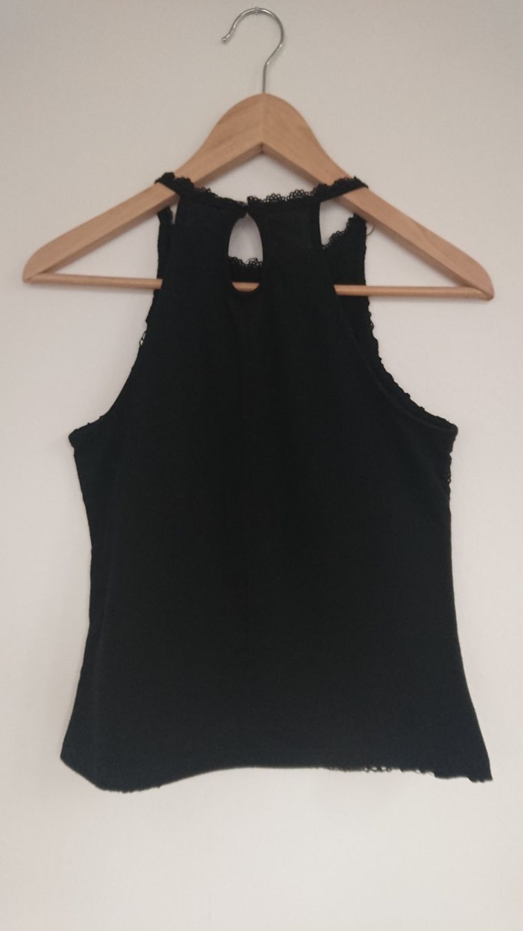 Tops: Damen Top Chicorée Gr. S Schwarz mit gehäkelter Front – Gebraucht aus Hallau von CHACLA 2