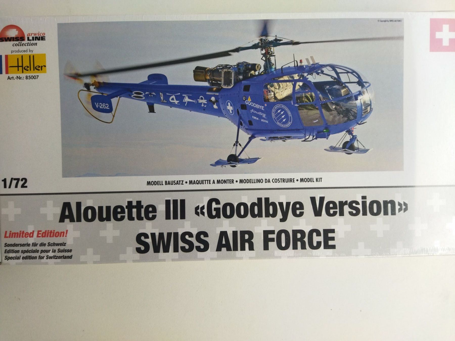 Heller Modellbausätze & Standmodelle: Aloutte III "Goodbye Version" Swiss Airforce von Heller 1/72 – Neu und originalverpackt aus La Chaux-de-Fonds von Bausaetze