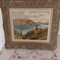 Öl Gemälde auf Leinwand Tessin, mit  Isole di Brissago