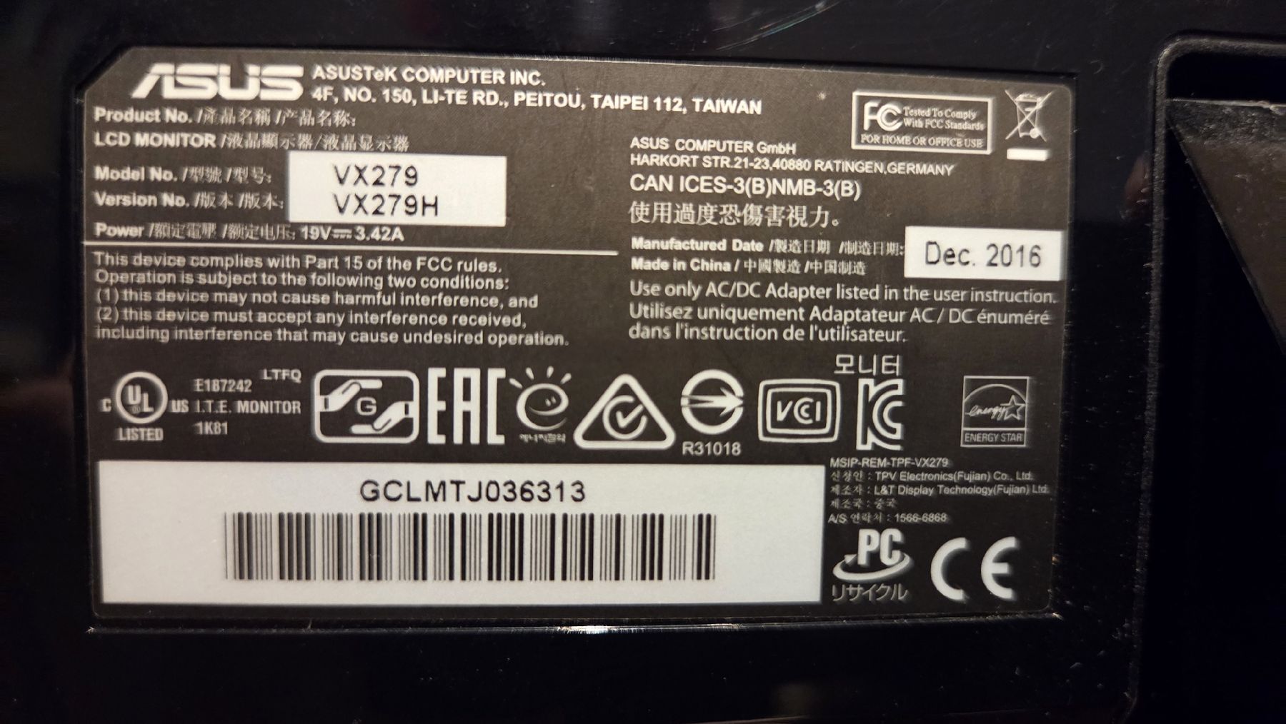 Asus Monitore: ASUS VX279H 27" Gaming Bildschirm – Gebraucht aus Olten von chrimac 2