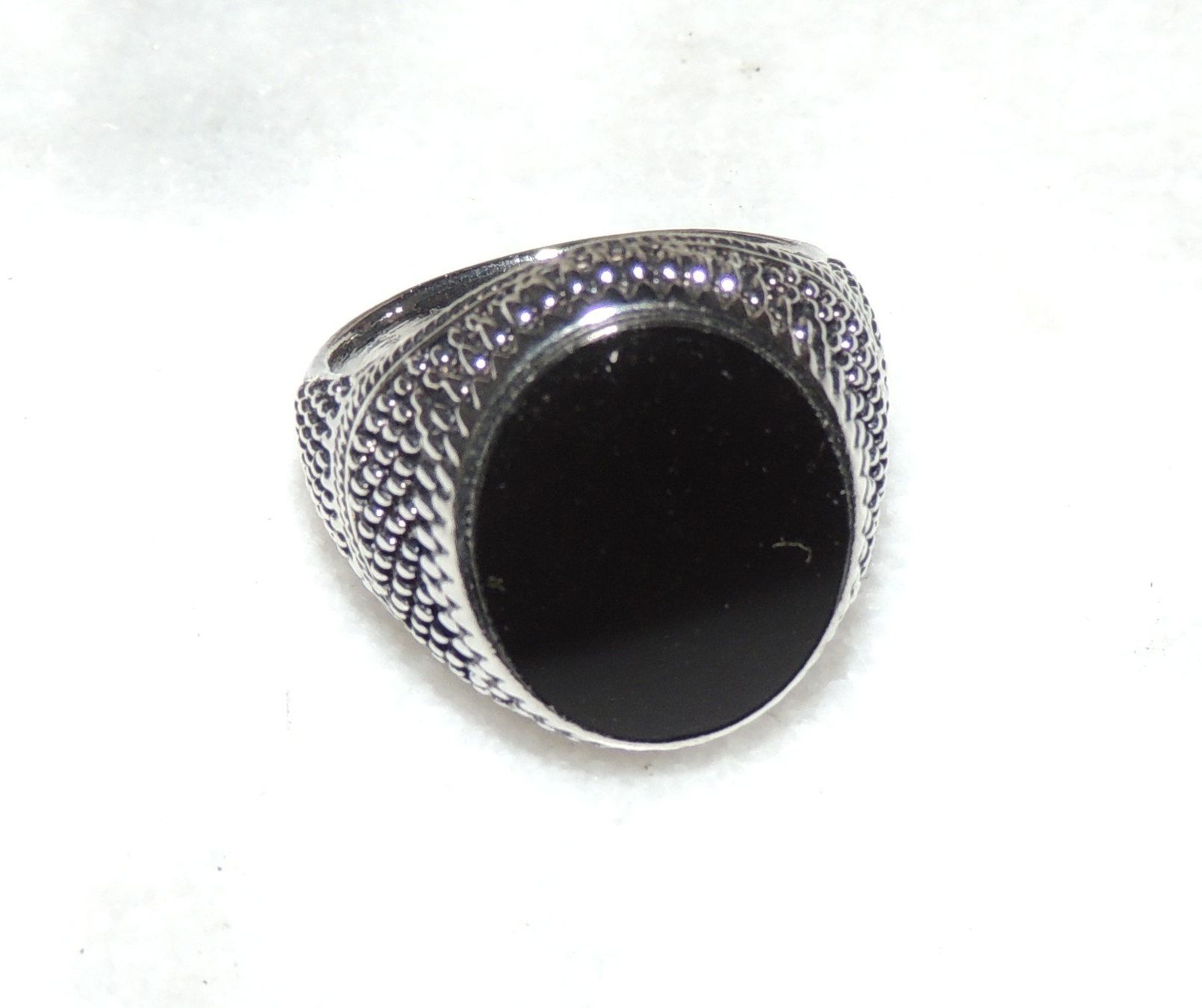 Anelli: SCHÖNER-RING METALL VERSILBERT ONYX OPTIK 65 – Nuovo (secondo la descrizione) da Au ZH venduto da FashionConsultant 1