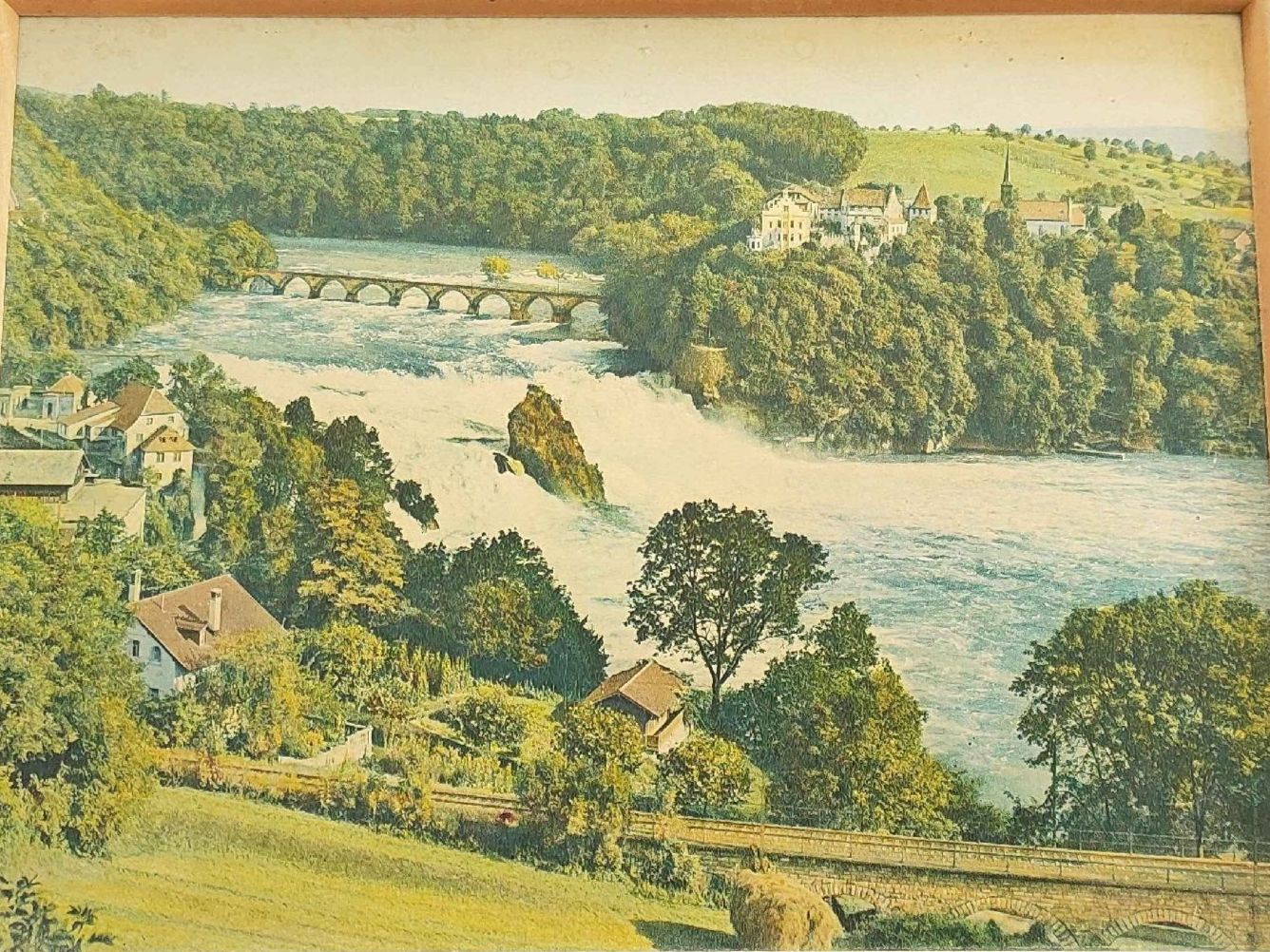 Poster & Bilder: Vintage Rheinfall-Bild im Holzrahmen – Gebraucht aus Gipf-Oberfrick von minini