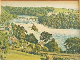 Vintage Rheinfall-Bild im Holzrahmen