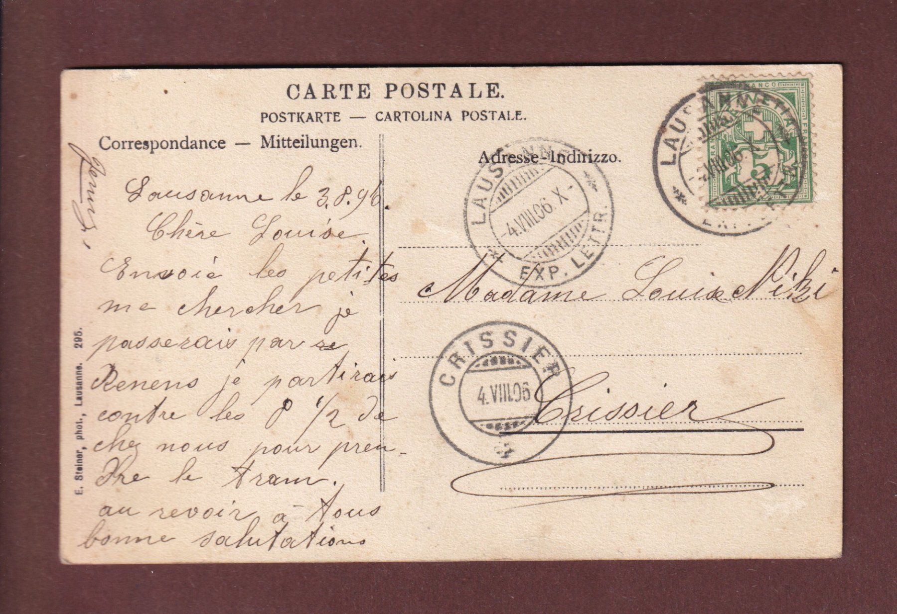 Ansichtskarten: LA CONVERSION - Pont de la Rochettaz - 1906 – Gebraucht aus Pully von nicecards-shop 1