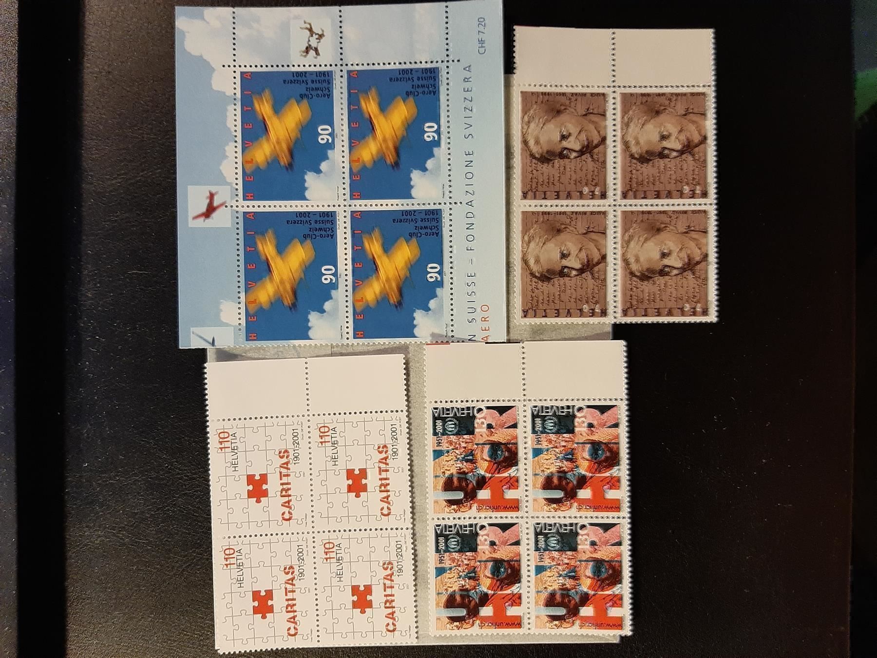 Alle Briefmarken: 2001 Diverse Briefmarken 4er Blöcke Postfrisch – Neu (gemäss Beschreibung) aus Affoltern am Albis von Andrezc 1