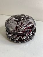 Bonbonnière sucrier vintage en cristal de Bohème rouge