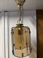 Luminaire de plafond en laiton et verre fumé 