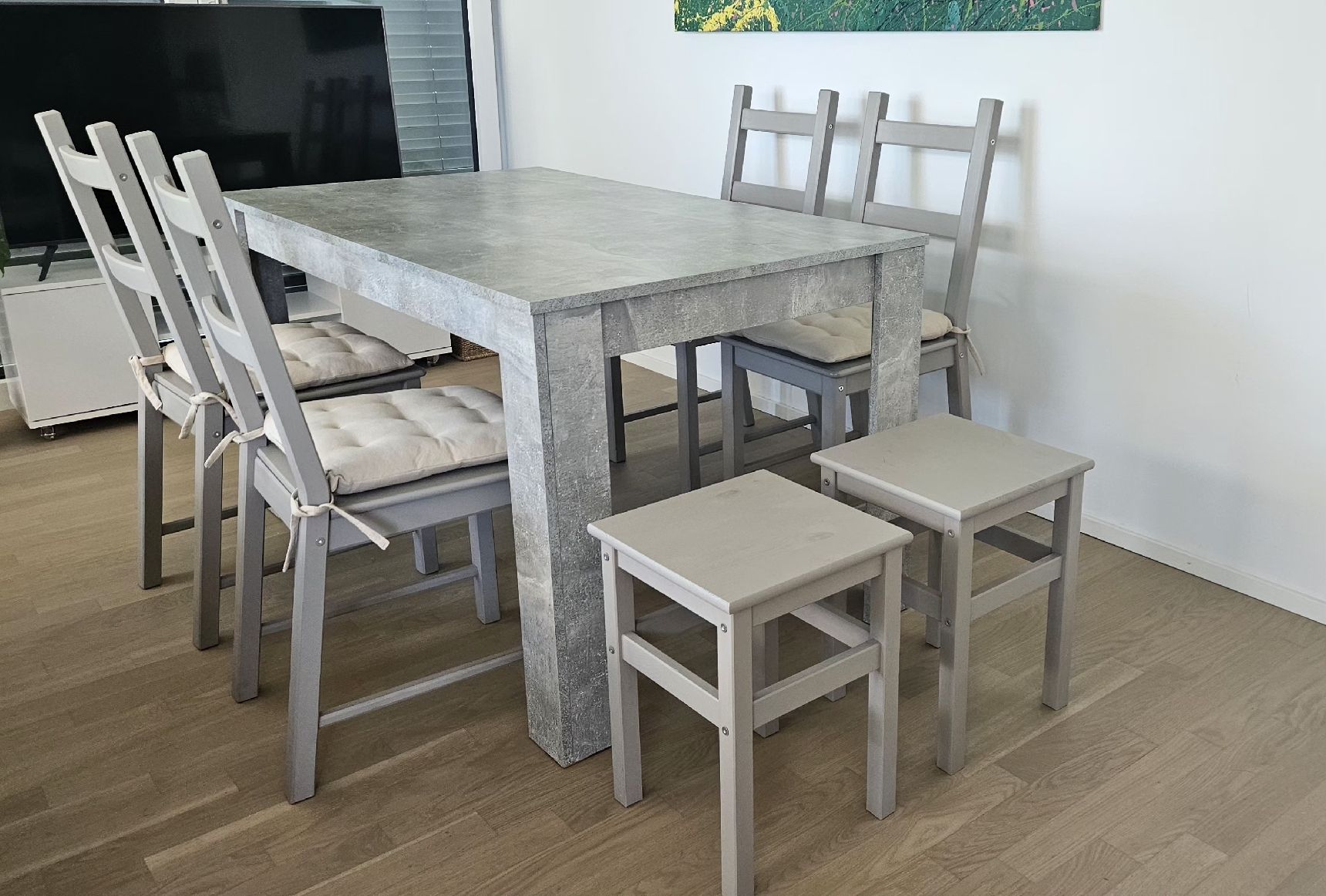 Ikea Sedie: Se4 chaises et 2 tabourets, avec 4 coussins beiges – Nuovo (secondo la descrizione) da Lausanne venduto da ram_tw68 3