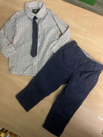 Festliches H&M Jungenset Hemd Hose Krawatte Gr.80/86