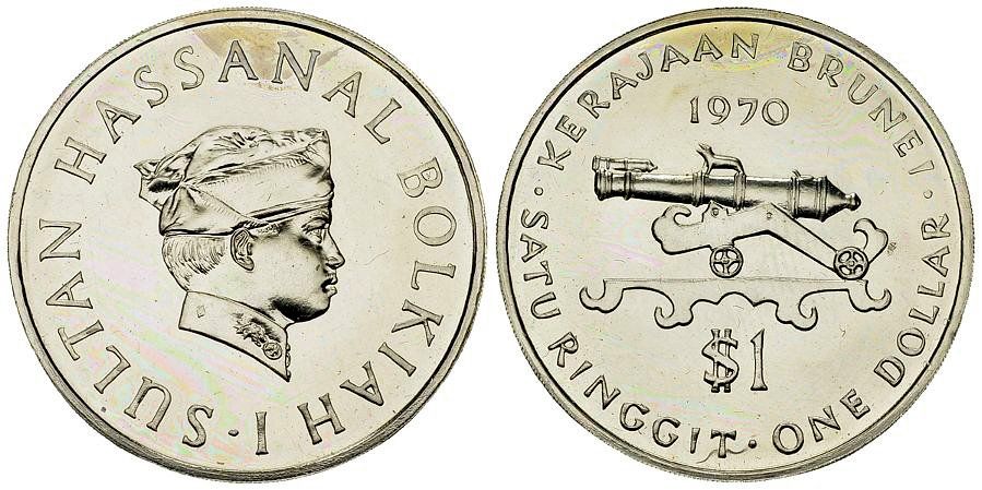 Alle Münzen: Brunei - 1 Ringgit 1970 – Gebraucht aus Meilen von coins4sale