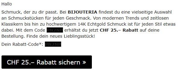 Buoni: Bijouteria Gutschein Fr. 25.- – Nuovo (secondo la descrizione) da Burgdorf venduto da MCSchweizer88 1