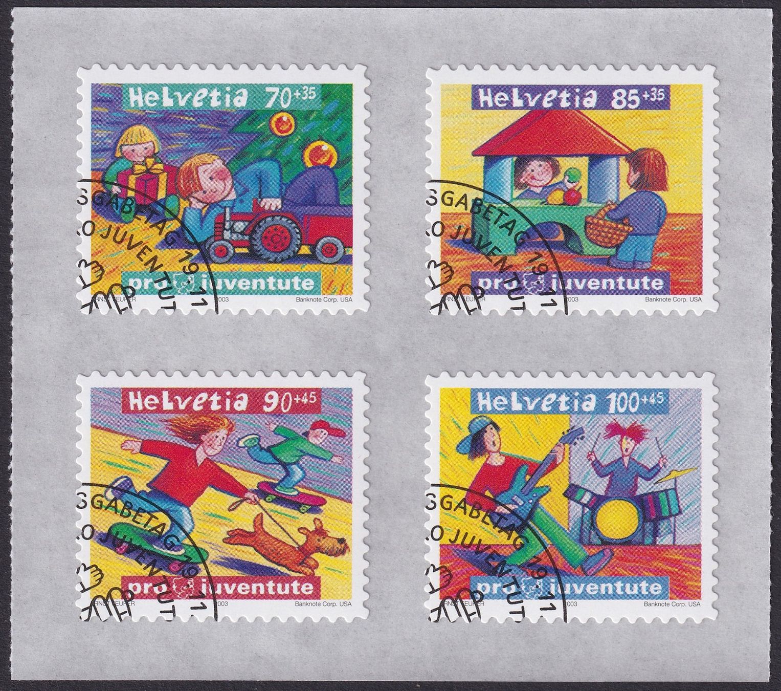 Tutti i francobolli: 2003, Pro Juventute 369A-372A mit Ersttags-Eck-Stempel. – Usato da Sursee venduto da Luzernerraute