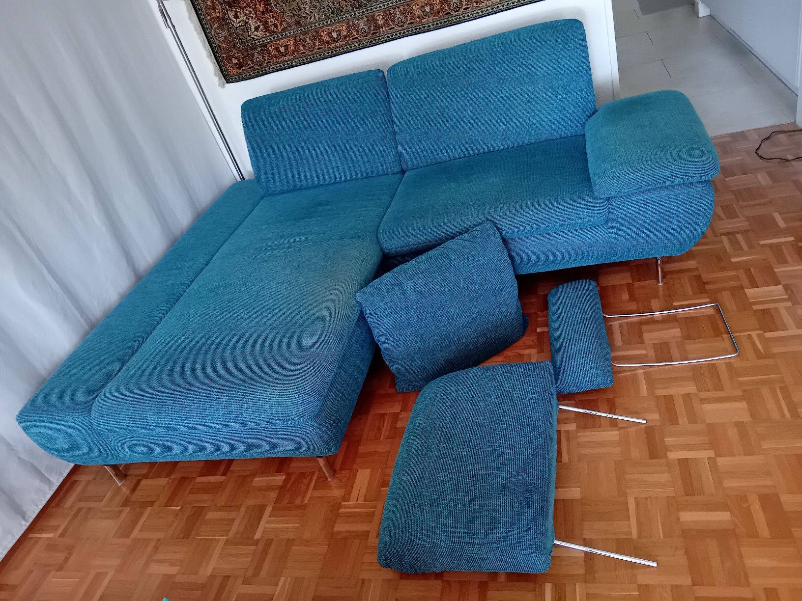 Divani: Eck-Schlafsofa türkisblau – Usato da Zürich venduto da Gillheri 1