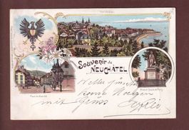 Souvenir de NEUCHÂTEL - 1898 Litho // pli d'angle //