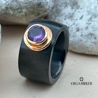 Edelstahl Ring mit Amethyste Ringgrösse 58