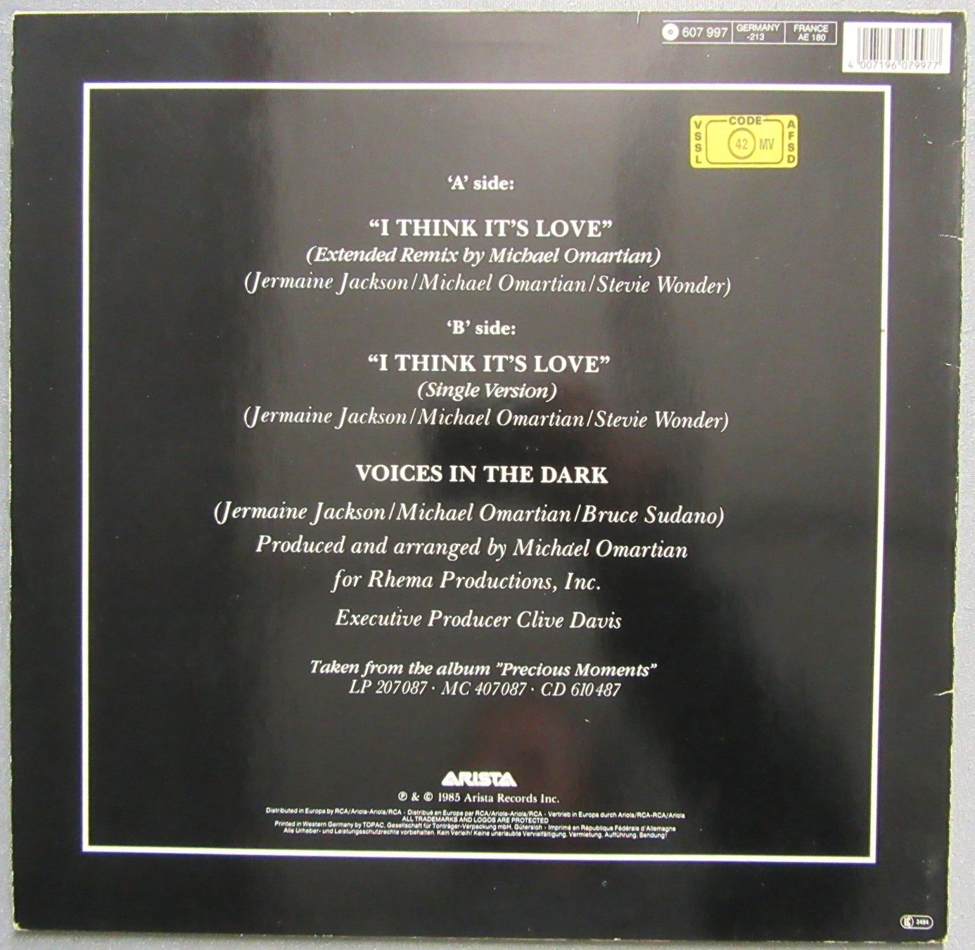 Dischi in vinile: Jermaine Jackson - i think it's love - Maxi Single – Usato da Auenstein venduto da Padabimbim 1