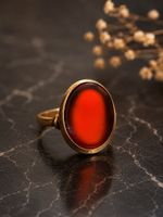 750 Goldring mit großem Karneol – Vintage Damenring – Echtgo