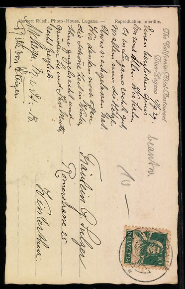 Cartoline postali: Lugano, Zwei Mädchen mit Garben und K – Usato da Berlin venduto da bartko-reher 1