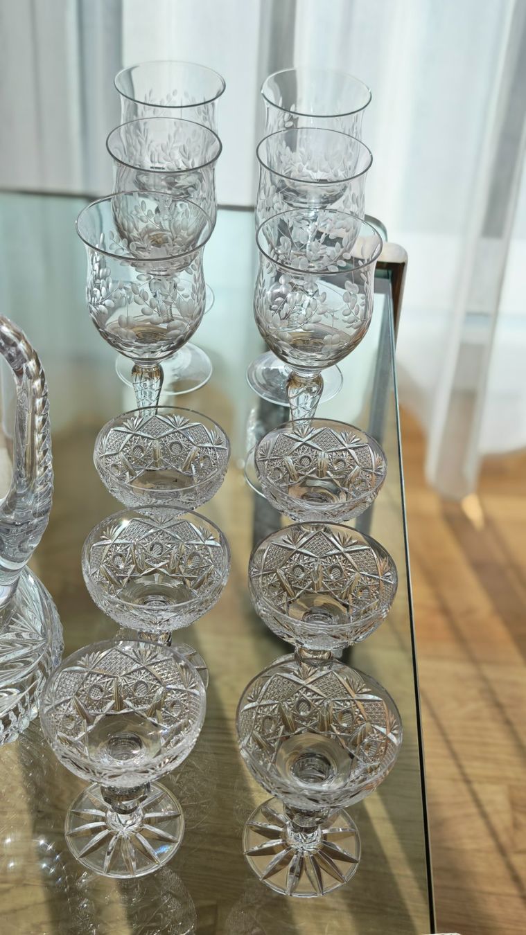 Bicchieri: Weingäser, Whiskey Gläser, Antike Wein Karaffe (Kristall) – Usato da Berikon venduto da Kudi56 3