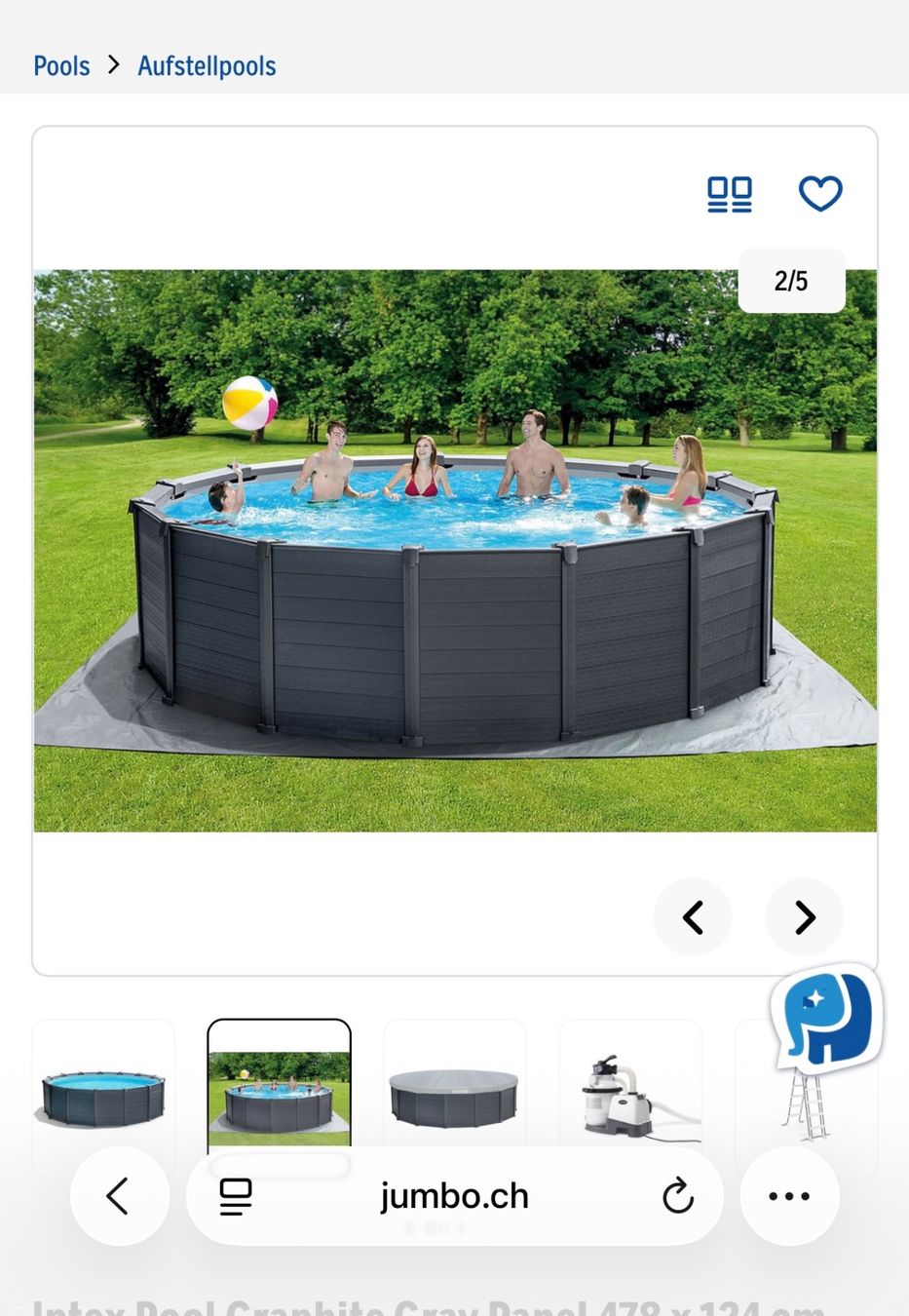 Intex Piscines: Intex Pool Graphite Gray Panel 478 x 124 cm Rund – Neuf avec emballage d'origine à Oberentfelden par Tamtam7979