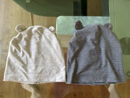 2 Baby Muetzen mit Ohren Gr 41-44 cm 