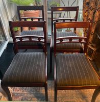 4 Stühle Holz braun grauer Stoff gestreift guter Zustand