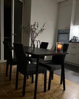 IKEA Lisabo table and 4 dark grey chairs