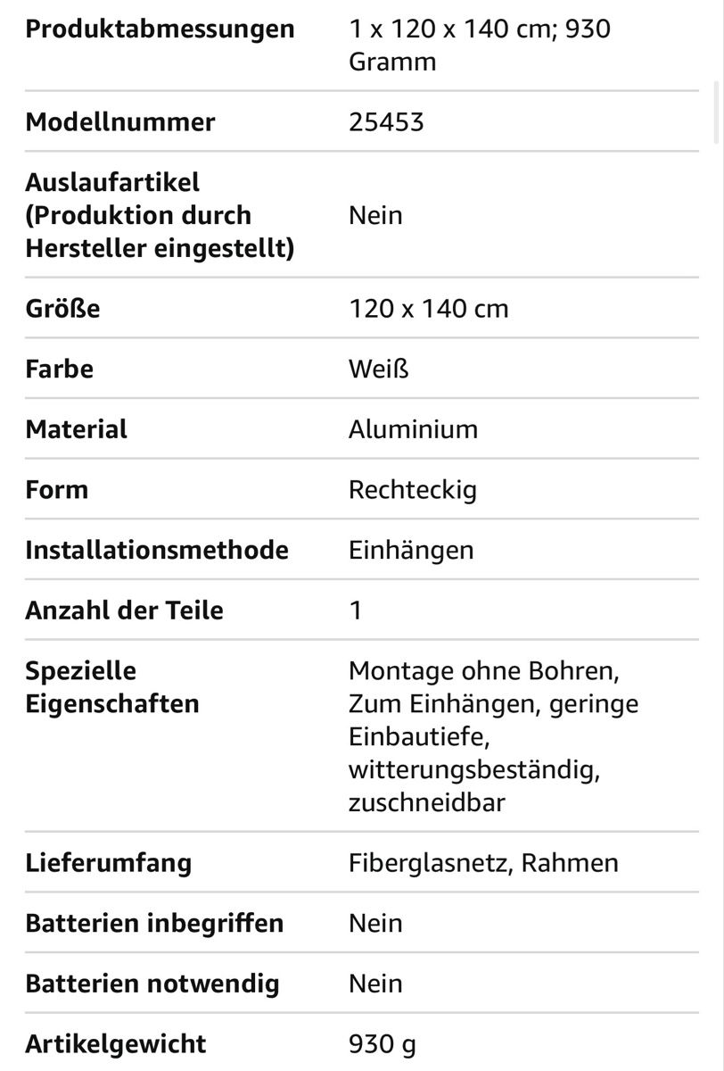 Kit di costruzioni: Fliegengitter 120x140cm Bausatz – Nuovo (secondo la descrizione) da Tägerig venduto da est_9n9l 4