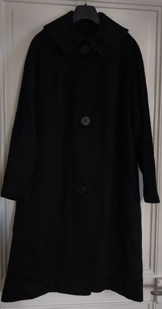 Vintage Damen Wintermantel, schwarz, aus weichem Alpaka, s/m
