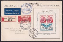 1938, W11 auf Brief von AARAU nach GENF +Bellinzona