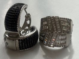Luxus Elegante Duo Ohrschmuck Ohrstecker Farbe: Silber