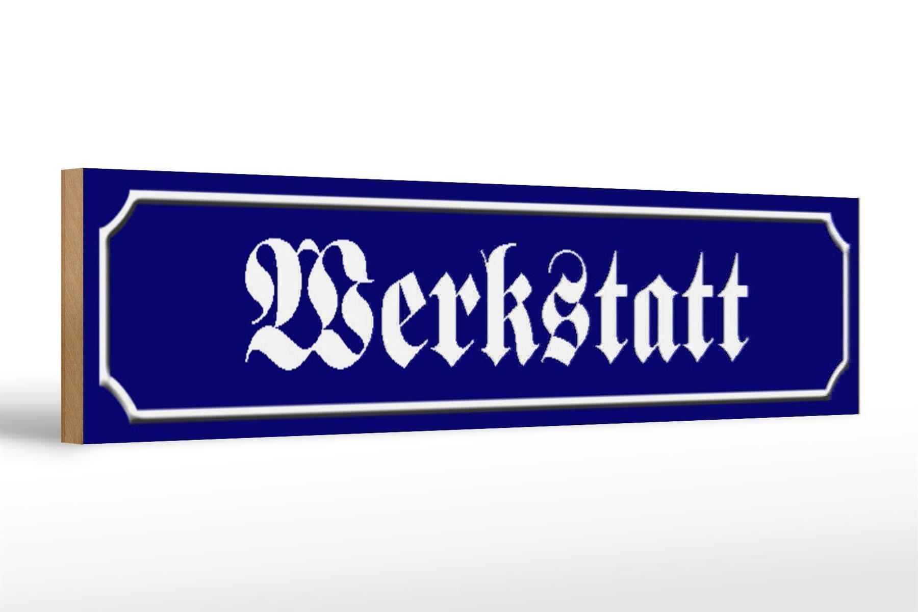 Schilder: Blechschild-WERKSTATT-blau - 46 x 10 cm – Neu und originalverpackt aus Rupperswil von big-one-sale 1