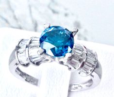 *NEU BLAUER ECHTER NATURAL DIAMANT-RING 1.97ct.WGOLD ZERTIF.
