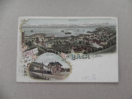 Litho Karte Bäch Bezirk Höfe Schwyz 1900 Zug Loki Bahnhof