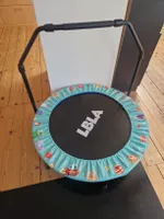 Kindertrampolin LBLA Indoor mit Haltestange blau gebraucht