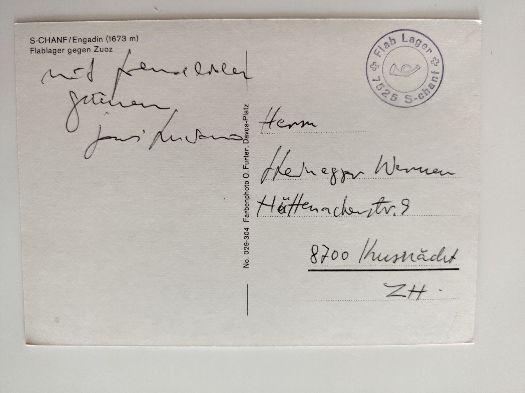 Cartoline postali: S-chanf Engadin Flablager gelaufen – Usato da Ohmstal venduto da Lebensfreude05 1