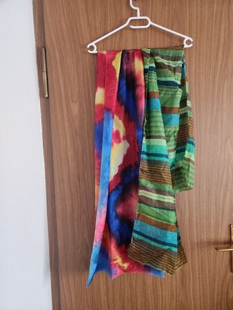 2 Foulards en soie multicolores et rayés taille unique