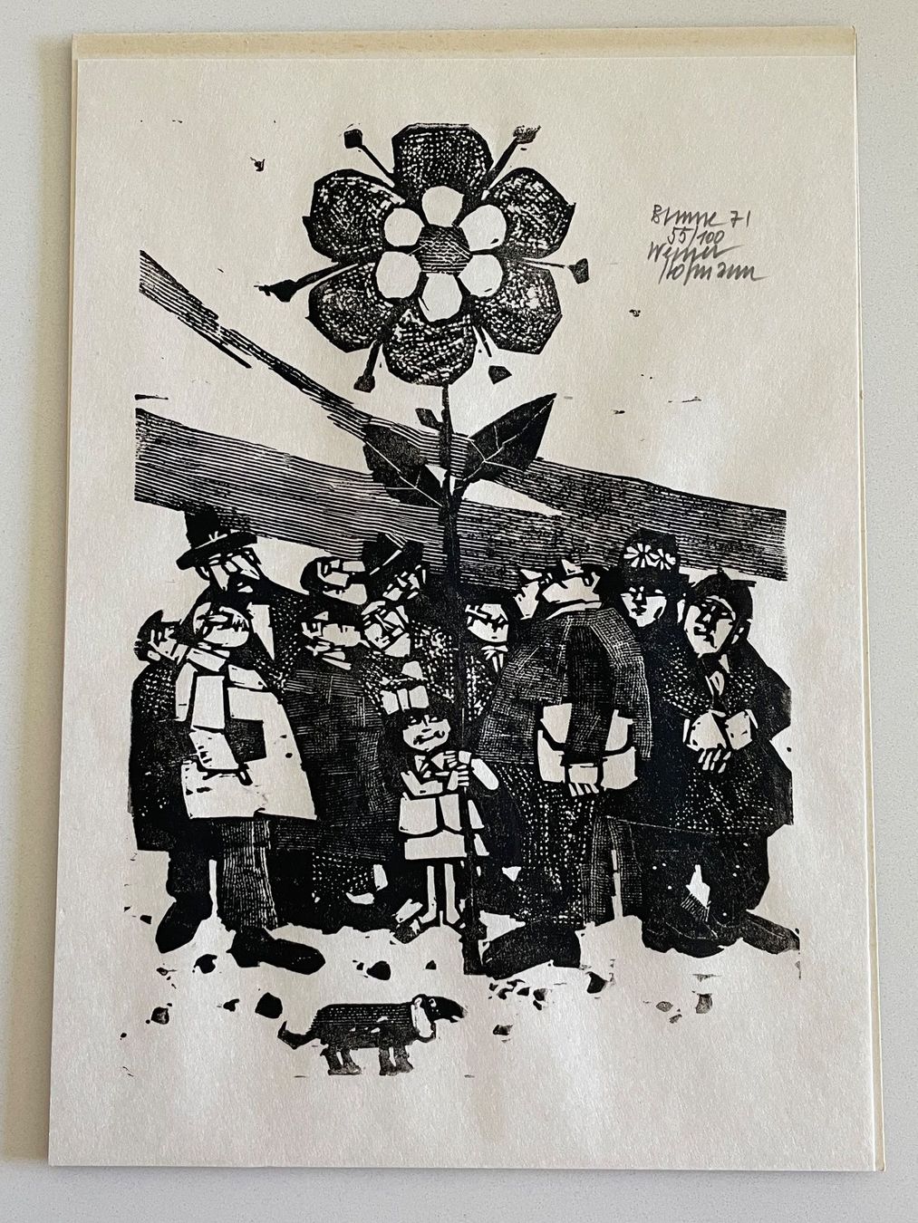 Xilografie: Werner Hofmann Holzschnittdruck - Blume 71 – Usato da Zürich venduto da plumita