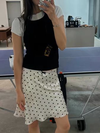 Skirt white polka dot