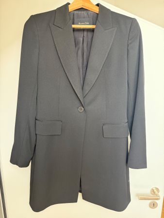 Massimo Dutti langer schwarzer Blazer Grösse 34