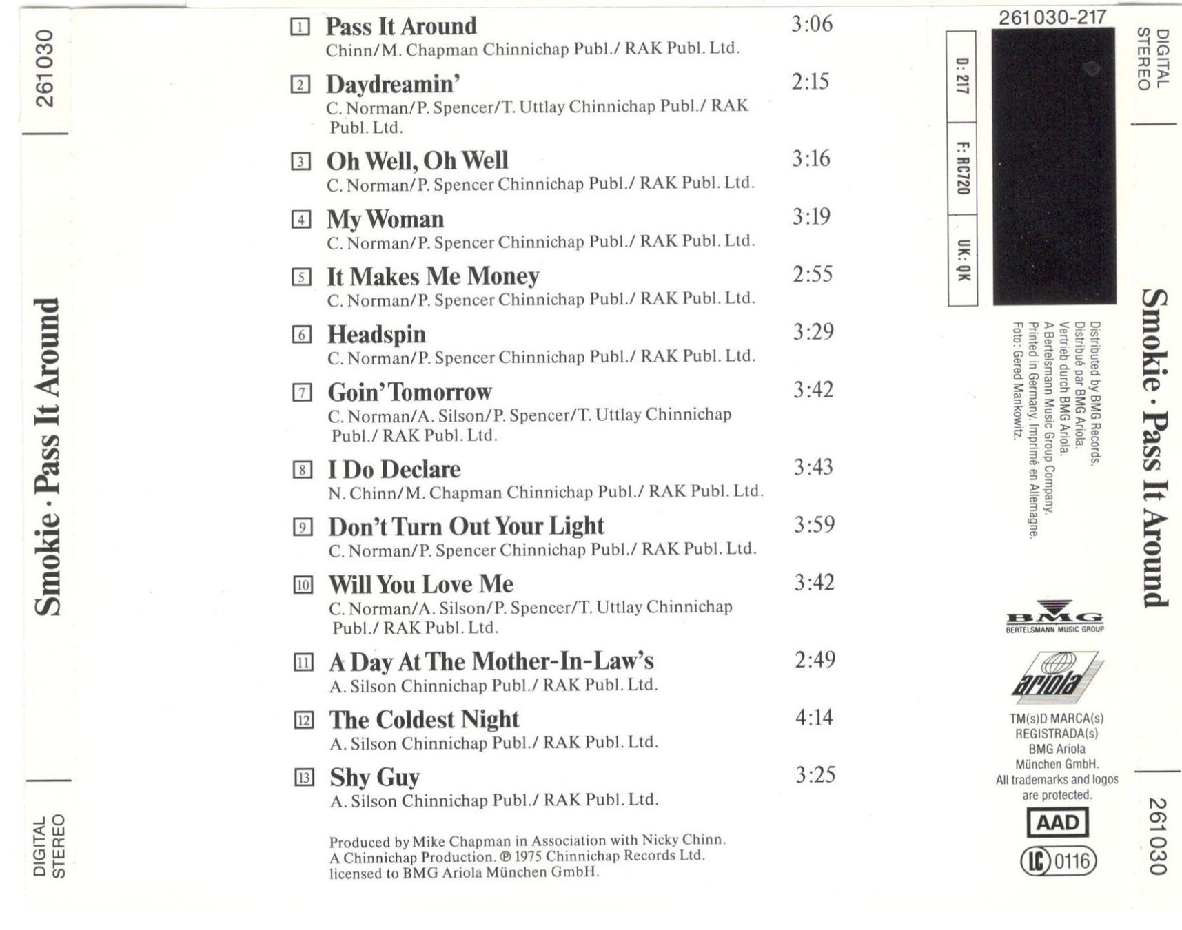 CD: Smokie CD (1975) Pass It Around – Usato da St. Margarethen TG venduto da ursk10 1