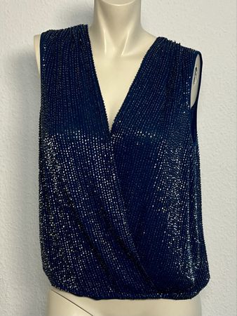 💙Diane von Fürstenberg Top, blau mit Pailletten, Gr. XS 💙