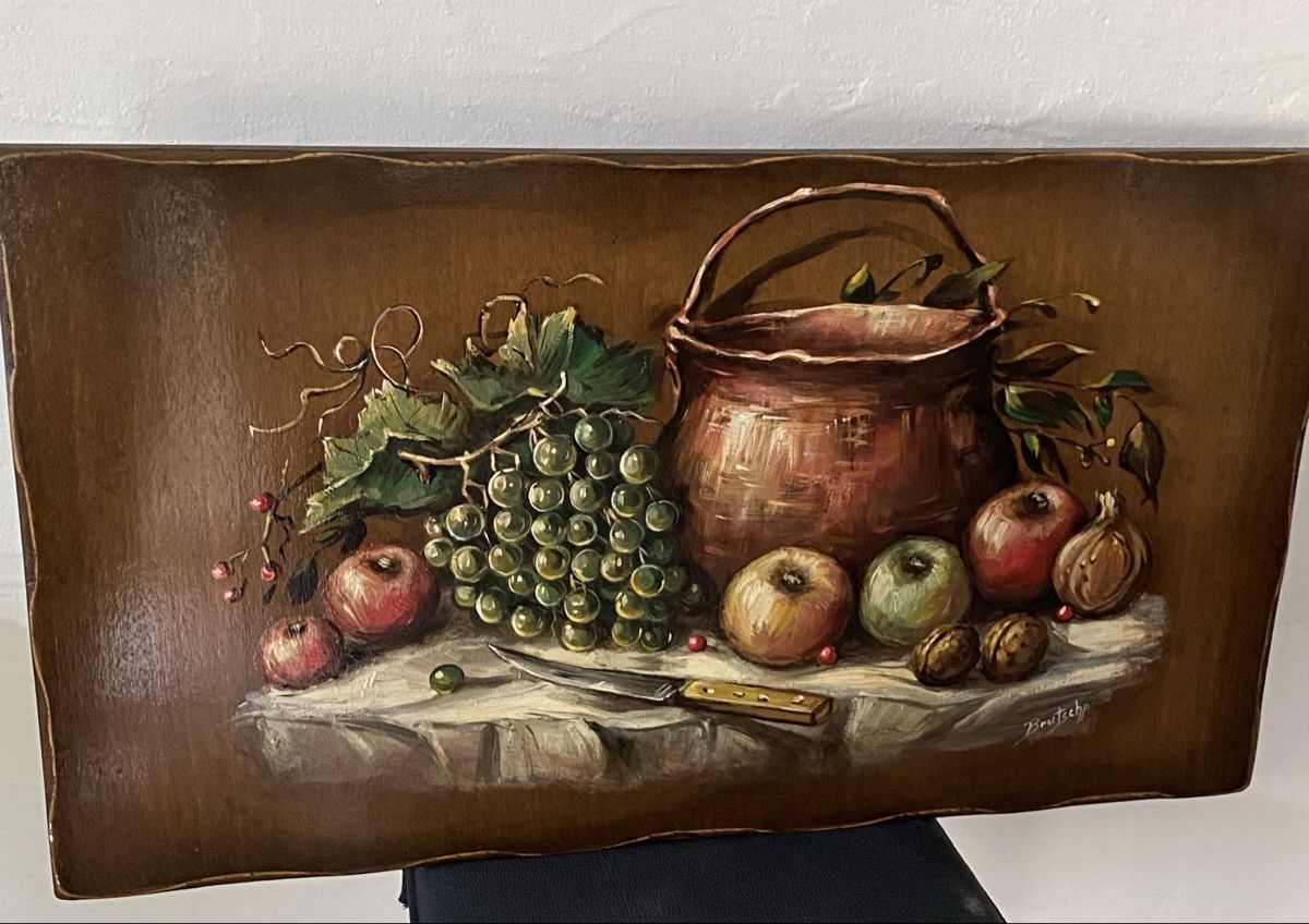 Foto & Immagini: Ölgemälde Früchtestillleben mit Kupfertopf, handsigniert Bru – Usato da Wilen b. Wollerau venduto da mad_2dgb