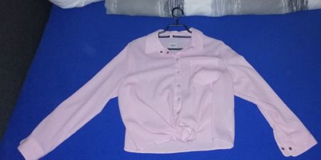 ONLY Damenbluse rosa gestreift Gr. M 38 Knoten Bloggerstyle