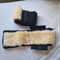 John Lewis Pram Mittens sheepskin lined black new