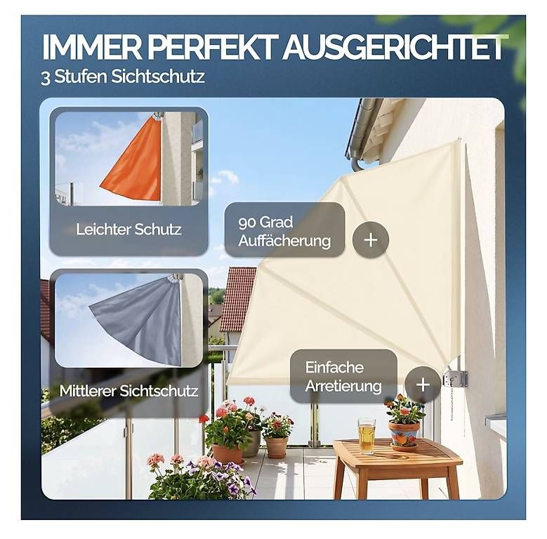 Glatz Parasols: Detex Balkonfächer NEU / OVP – D'occasion à Brunnen par mar_b2s6 2